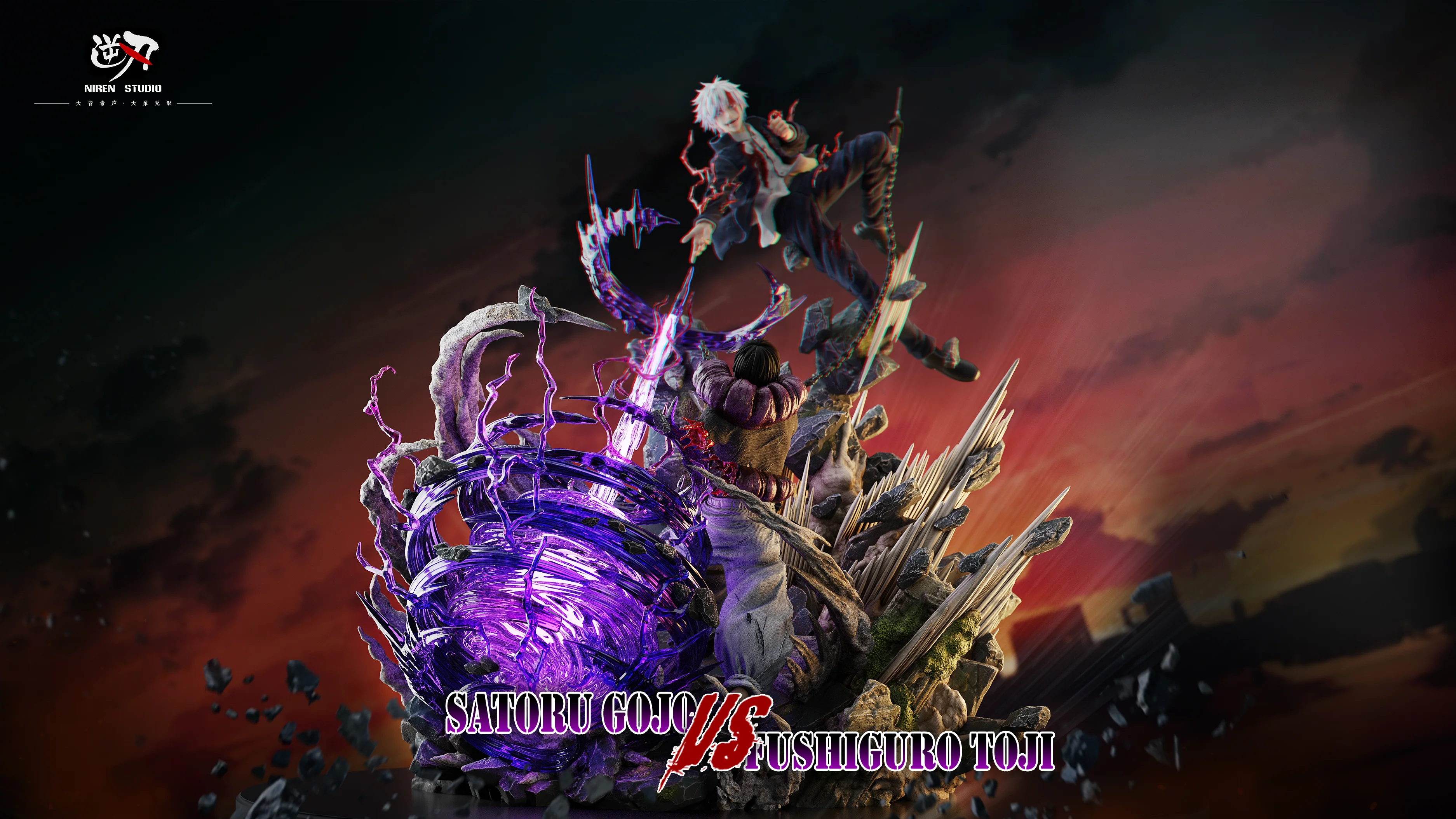 Jujutsu Kaisen Niren Studio Satoru Gojo Vs Fushiguro Toji Resin Statue - Image 5