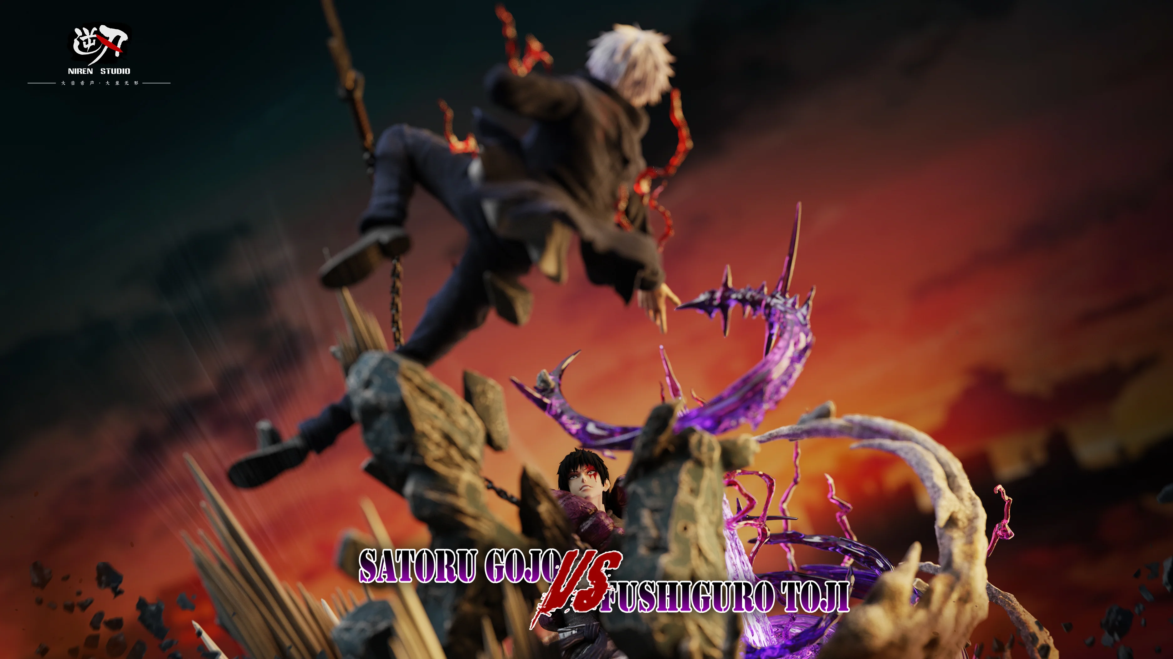 Jujutsu Kaisen Niren Studio Satoru Gojo Vs Fushiguro Toji Resin Statue - Image 6