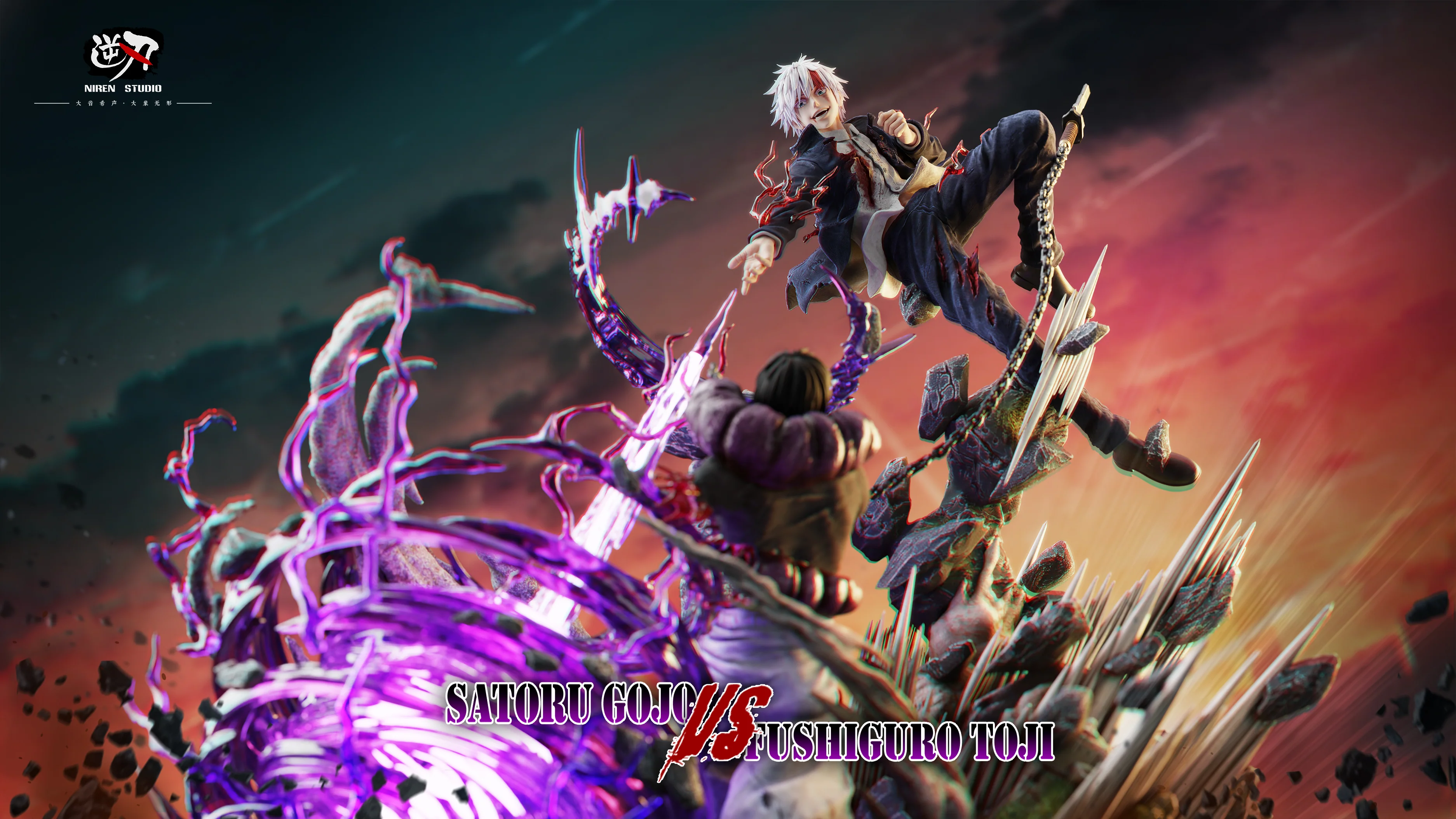 Jujutsu Kaisen Niren Studio Satoru Gojo Vs Fushiguro Toji Resin Statue - Image 8